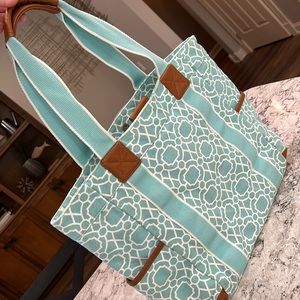 Pottery Barn Kids teal colored tote or diaper bag